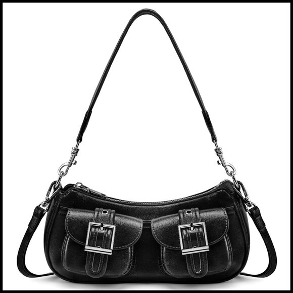 Handbags - Y2K Retro Hobo Shoulder Bag Faux Leather Crossbody Purse with Zip